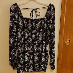 Sonoma Black Floral Flowy Top